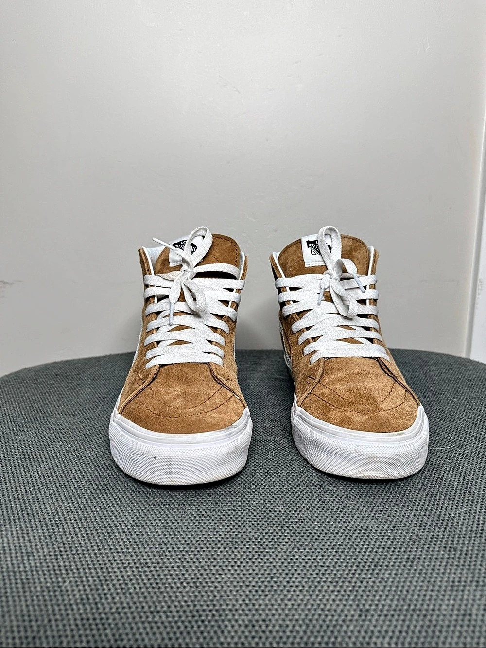 Vans Sk8-Hi Suede High Top Sneakers in Brown & White US 8.5